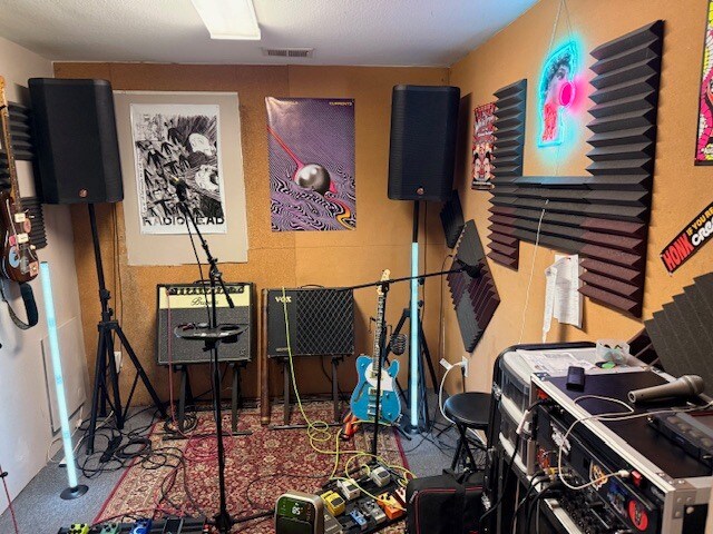 Soundproofed rehearsal room interior at Jam Space Denver